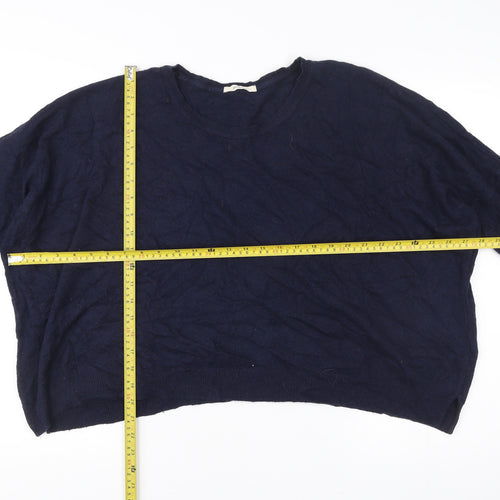 ese O ese Womens Blue M Pullover Jumper Crew Neck Knit Relaxed Fit