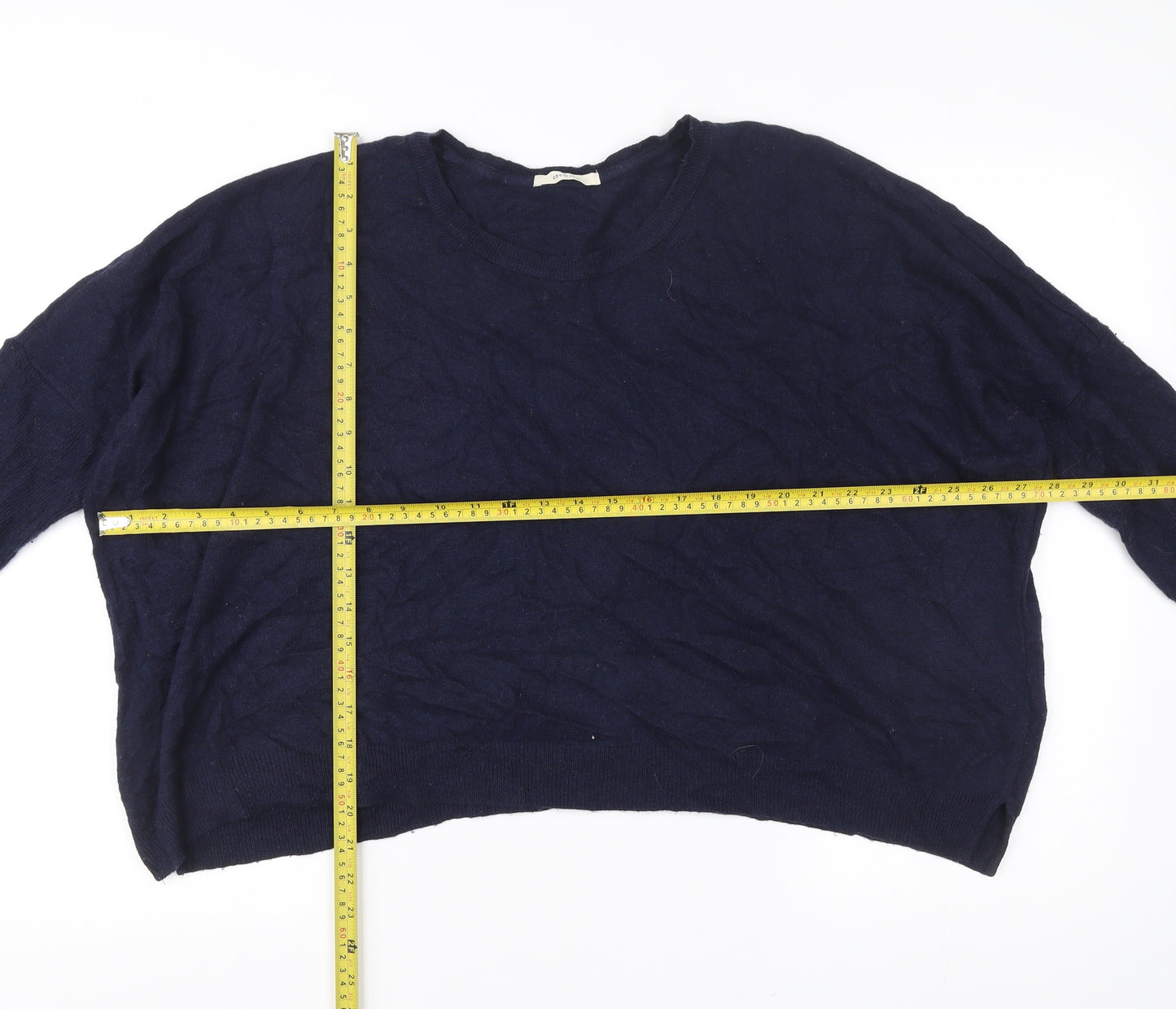 ese O ese Womens Blue M Pullover Jumper Crew Neck Knit Relaxed Fit