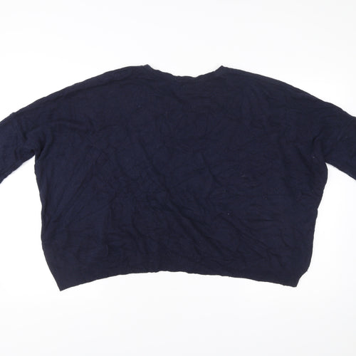 ese O ese Womens Blue M Pullover Jumper Crew Neck Knit Relaxed Fit