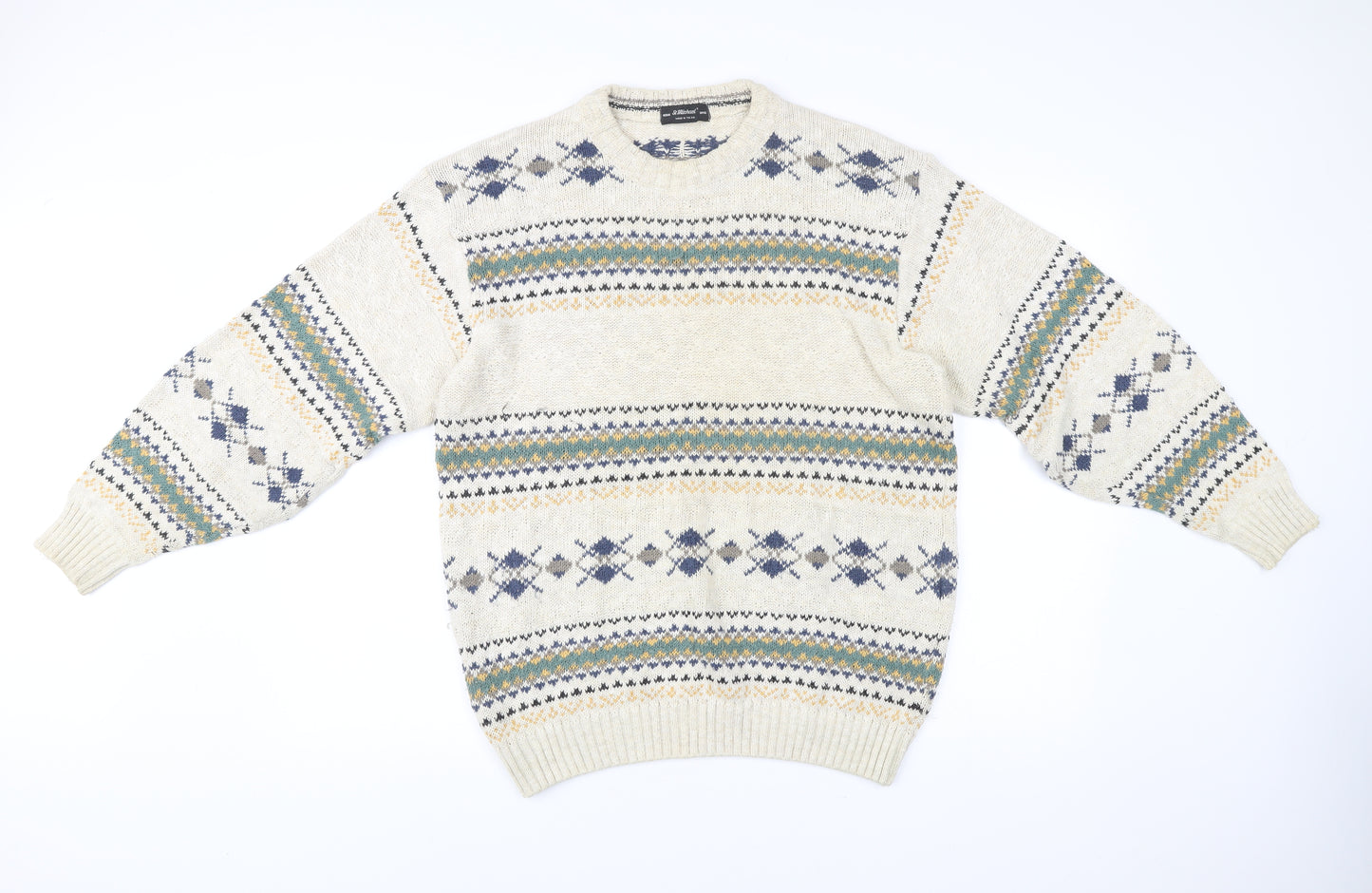 Marks and Spencer St Michael Men’s Beige Argyle Knit Jumper M