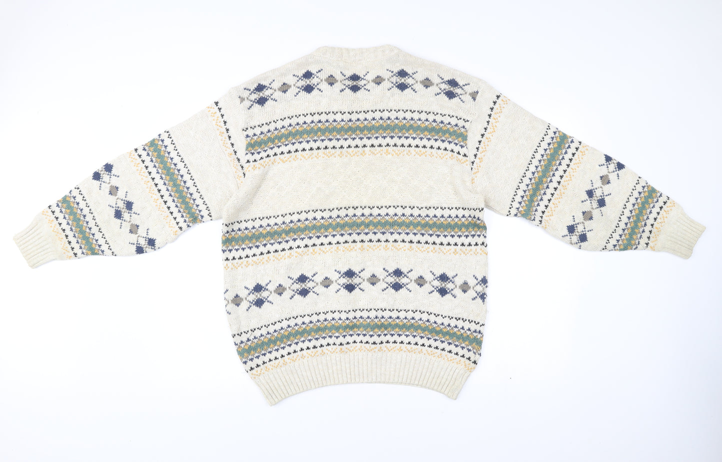 Marks and Spencer St Michael Men’s Beige Argyle Knit Jumper M