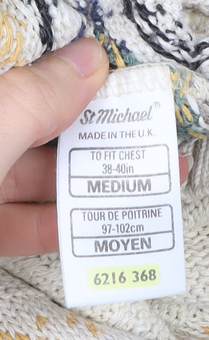 Marks and Spencer St Michael Men’s Beige Argyle Knit Jumper M