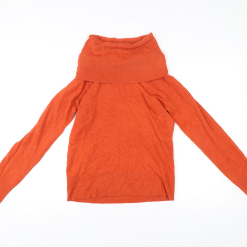 Debenhams Women’s Orange Acrylic Cowl Neck Jumper Size 14