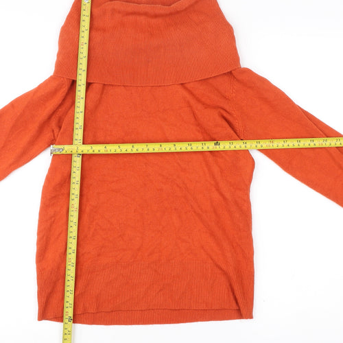 Debenhams Women’s Orange Acrylic Cowl Neck Jumper Size 14