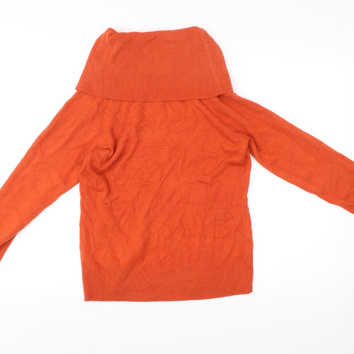 Debenhams Women’s Orange Acrylic Cowl Neck Jumper Size 14