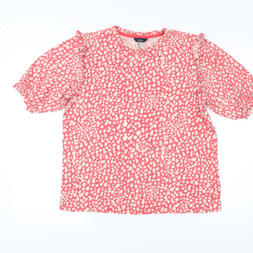 Joules Women’s Pink Animal Print Blouse UK 12 Puff Sleeve Tunic