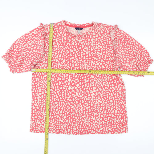 Joules Women’s Pink Animal Print Blouse UK 12 Puff Sleeve Tunic