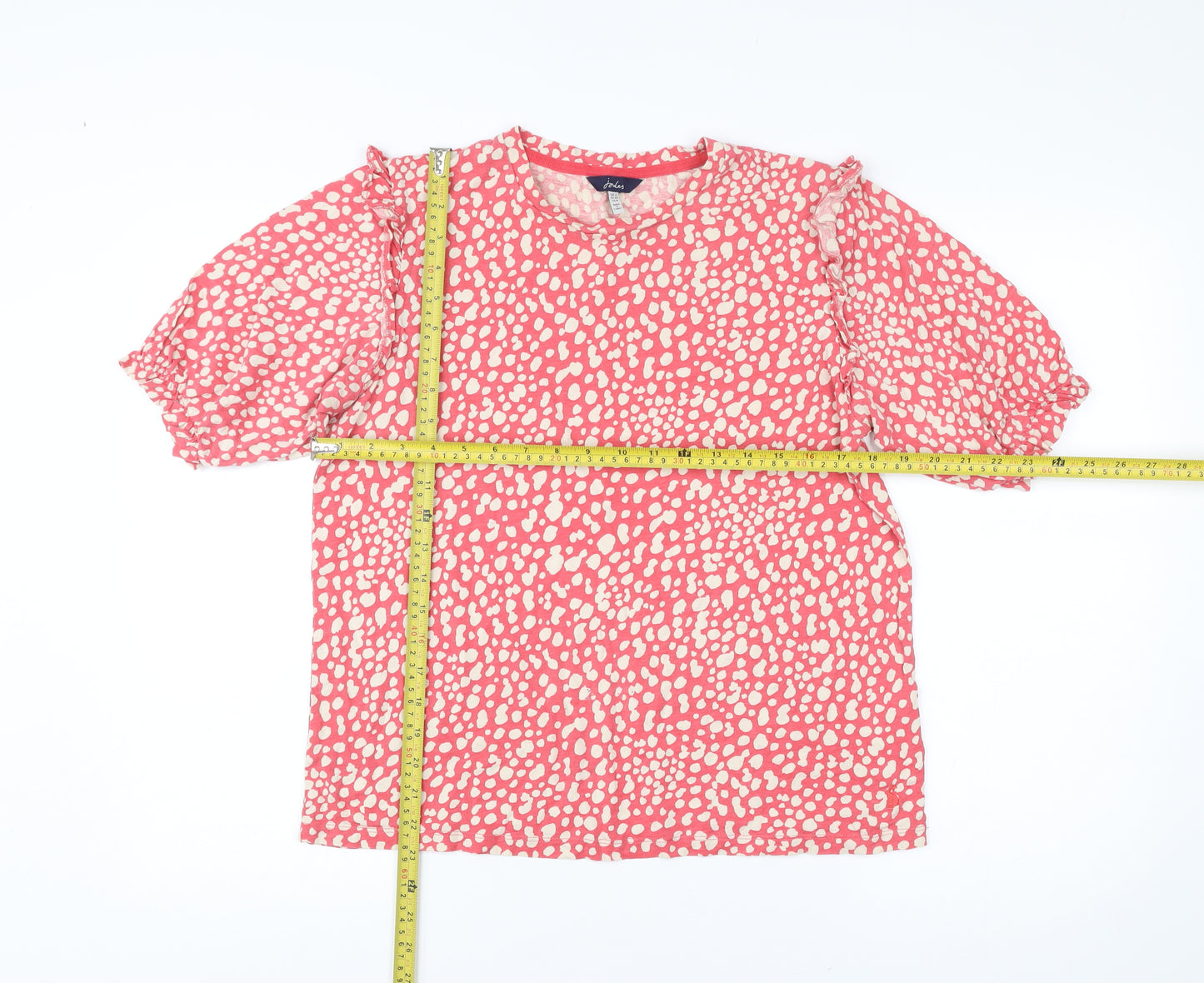 Joules Women’s Pink Animal Print Blouse UK 12 Puff Sleeve Tunic