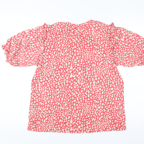 Joules Women’s Pink Animal Print Blouse UK 12 Puff Sleeve Tunic