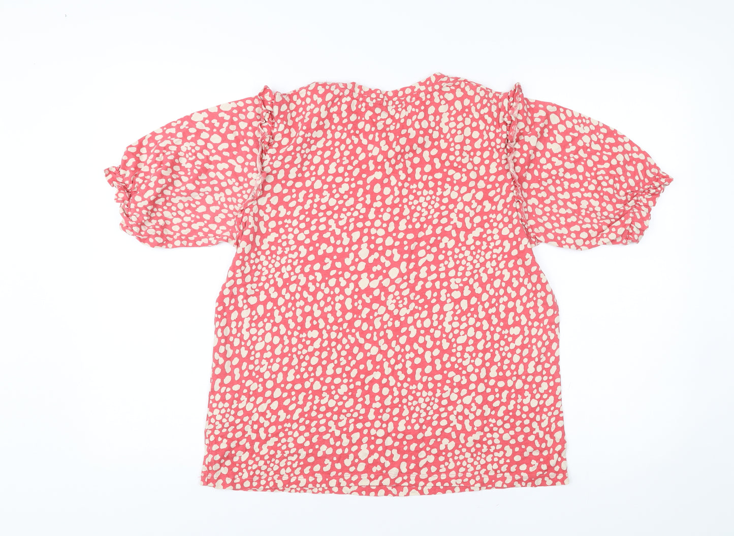 Joules Women’s Pink Animal Print Blouse UK 12 Puff Sleeve Tunic