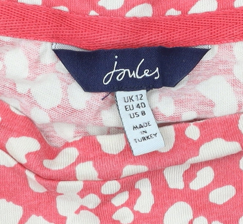 Joules Women’s Pink Animal Print Blouse UK 12 Puff Sleeve Tunic