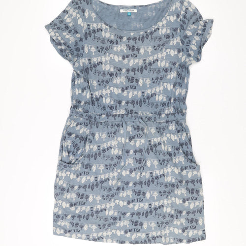 White Stuff Womens Blue Floral Cotton Shift Dress Size 12