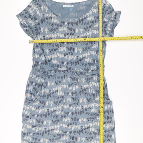 White Stuff Womens Blue Floral Cotton Shift Dress Size 12