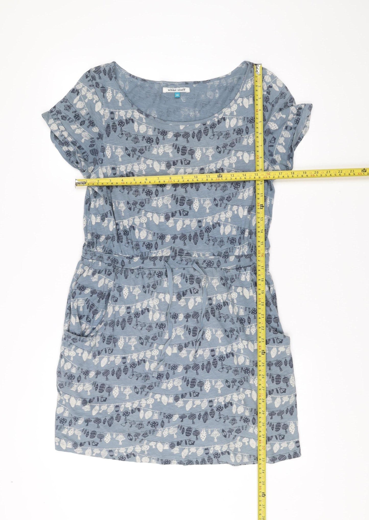 White Stuff Womens Blue Floral Cotton Shift Dress Size 12