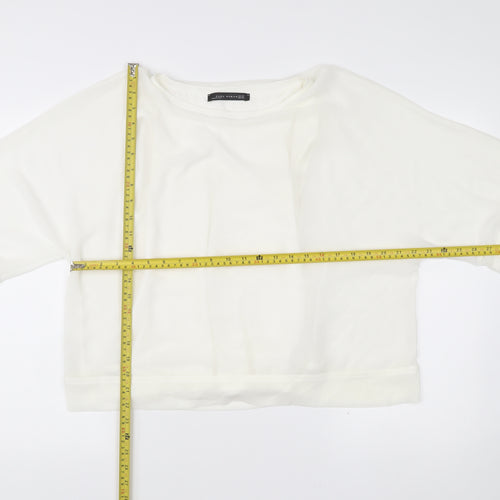 Zara Women White XS Cropped Blouse Kimono Sleeve
