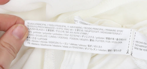 Zara Women White XS Cropped Blouse Kimono Sleeve