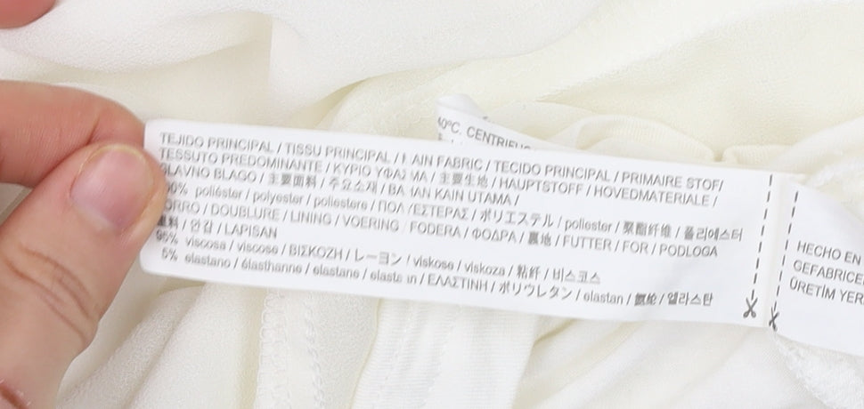 Zara Women White XS Cropped Blouse Kimono Sleeve