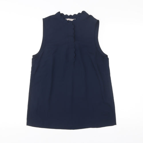 H&M Women's Blue Sleeveless High Neck Blouse Size 8 Polyester