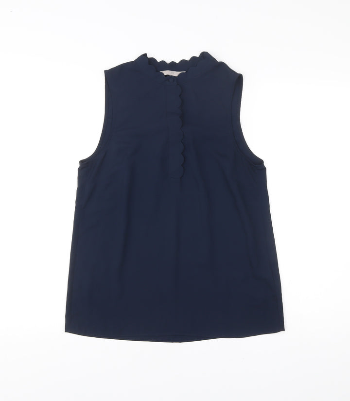 H&M Women's Blue Sleeveless High Neck Blouse Size 8 Polyester