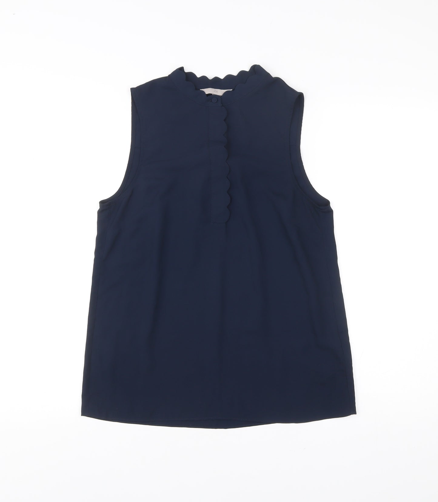 H&M Women's Blue Sleeveless High Neck Blouse Size 8 Polyester