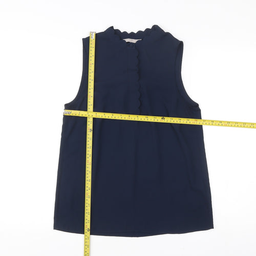 H&M Women's Blue Sleeveless High Neck Blouse Size 8 Polyester