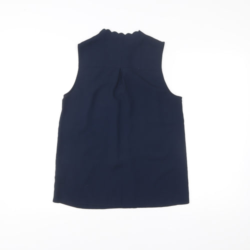 H&M Women's Blue Sleeveless High Neck Blouse Size 8 Polyester