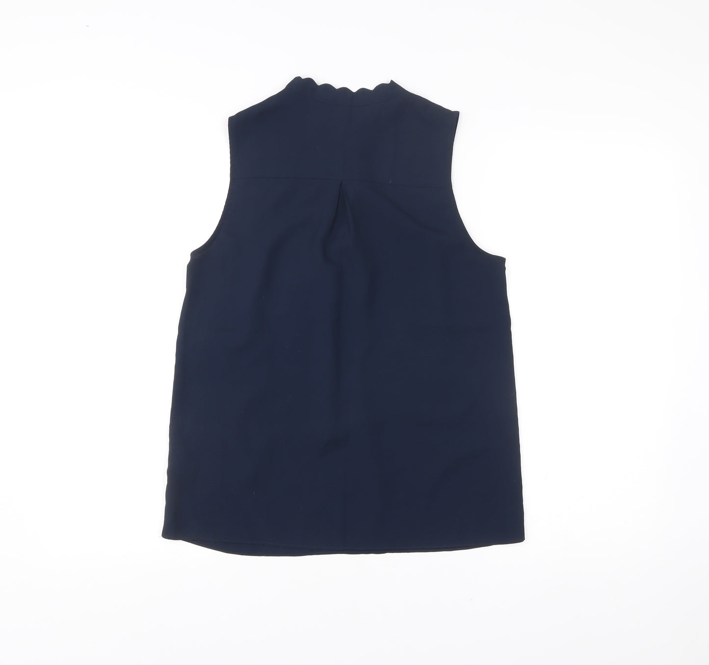 H&M Women's Blue Sleeveless High Neck Blouse Size 8 Polyester