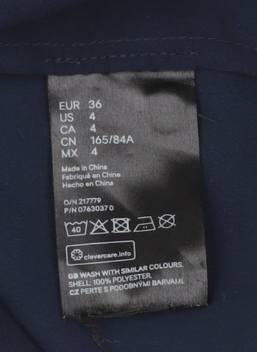 H&M Women's Blue Sleeveless High Neck Blouse Size 8 Polyester
