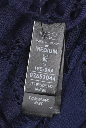 Marks and Spencer Women Blue M Kimono Crochet Fringe Blouse