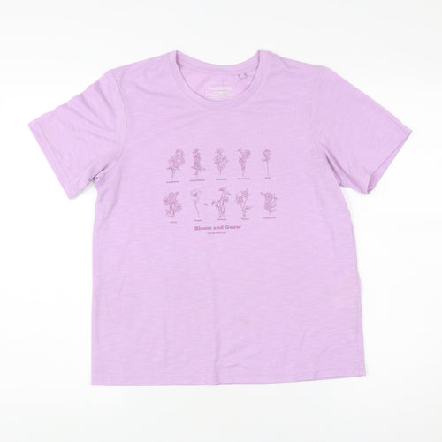 Craghoppers Womens Purple Floral Print T-Shirt UK 8 Short Sleeve