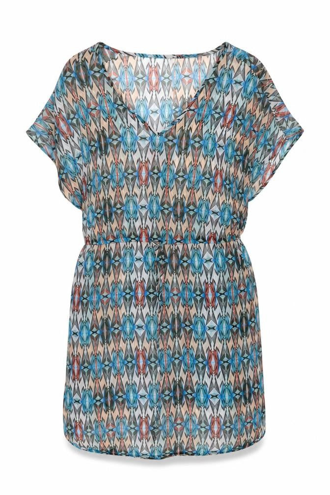 Front view of Marks & Spencer Women’s Multicoloured, size UK 16, Asymmetric Shift Dress