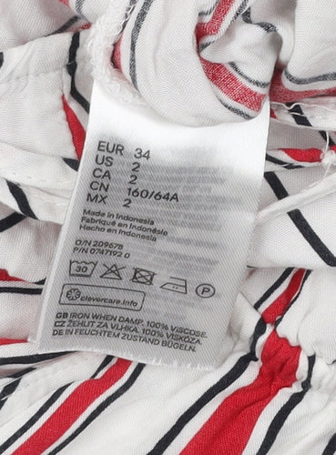 H&M Divided Women’s White Red Striped Viscose Playsuit Size 6