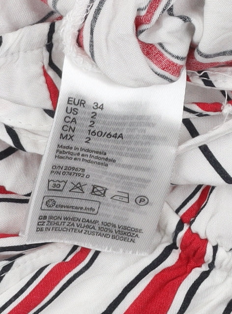 H&M Divided Women’s White Red Striped Viscose Playsuit Size 6