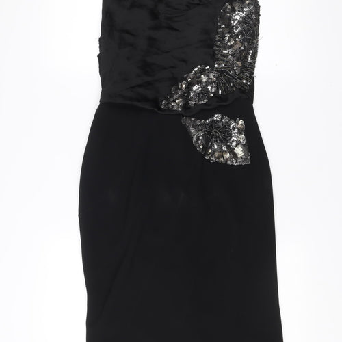 Karen Millen Women’s Black Sequin Strapless Sheath Dress Size 10