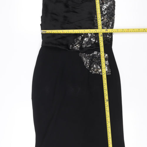 Karen Millen Women’s Black Sequin Strapless Sheath Dress Size 10