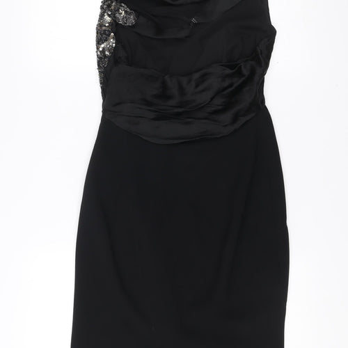 Karen Millen Women’s Black Sequin Strapless Sheath Dress Size 10