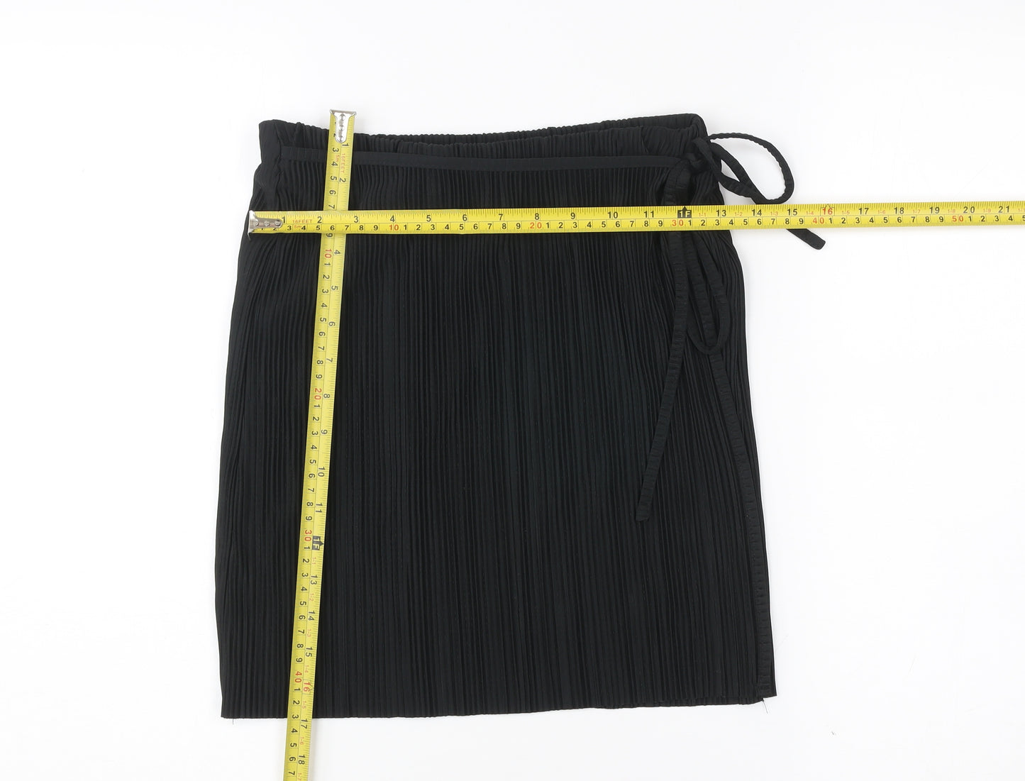 Brave Soul Womens Black Wrap Pleated Knee Length Skirt S