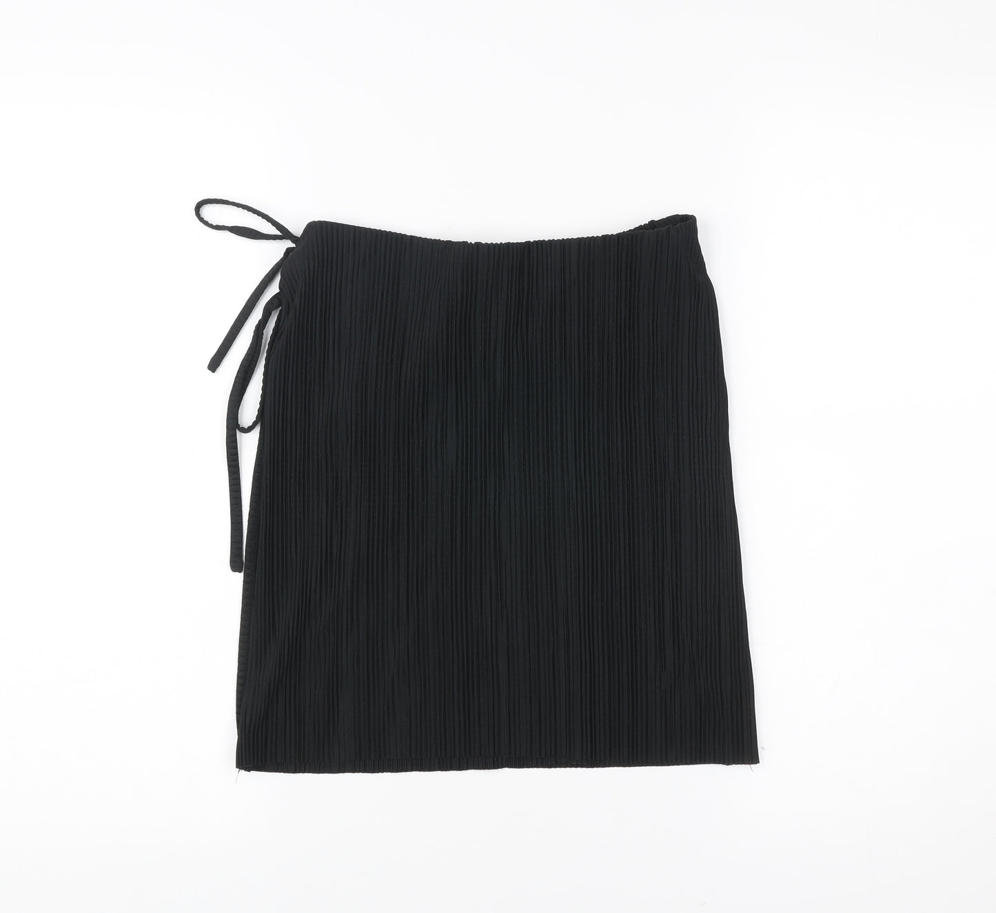 Brave Soul Womens Black Wrap Pleated Knee Length Skirt S