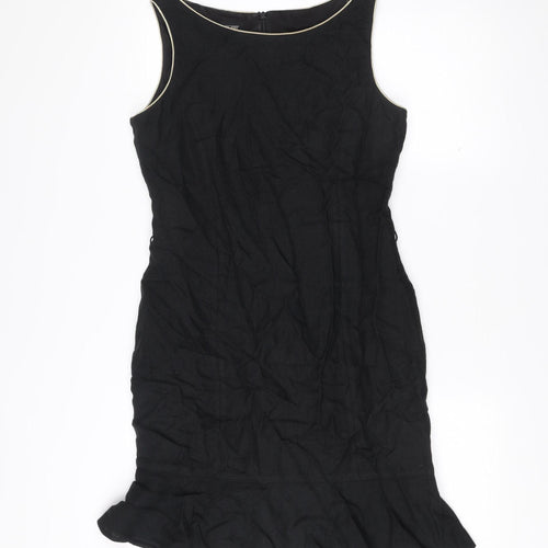 Hobbs Women’s Black Viscose Sheath Dress Size 12 Scoop Neck