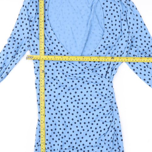 Boden Women’s Blue Polka Dot Wrap Jersey Blouse UK 12 Long Sleeve