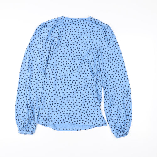 Boden Women’s Blue Polka Dot Wrap Jersey Blouse UK 12 Long Sleeve