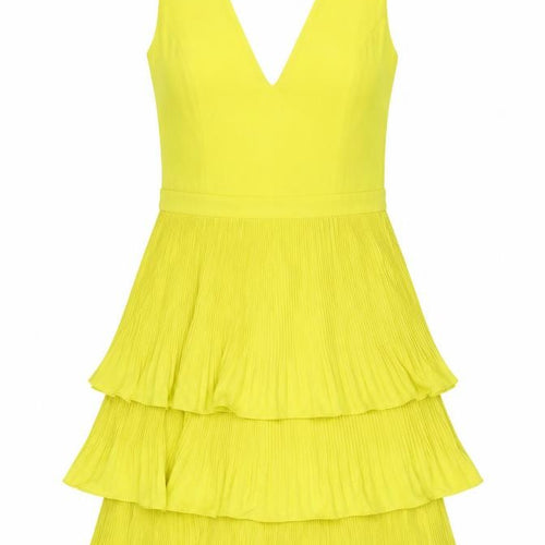 Oasis Women’s Yellow A-Line Party Dress Size 8 Sleeveless V-Neck