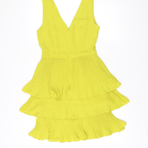Oasis Women’s Yellow A-Line Party Dress Size 8 Sleeveless V-Neck