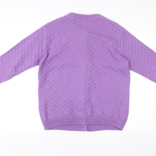 Reflect Women’s Purple Knit Button Cardigan M Crew Neck Long Sleeve