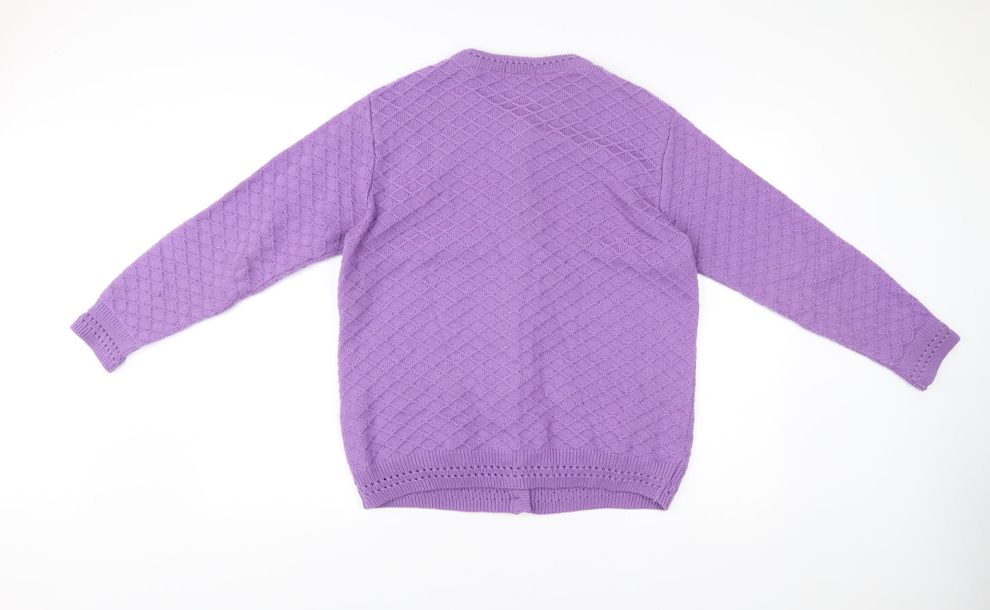 Reflect Women’s Purple Knit Button Cardigan M Crew Neck Long Sleeve