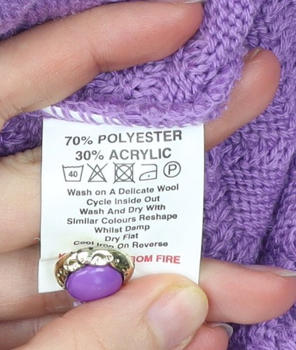 Reflect Women’s Purple Knit Button Cardigan M Crew Neck Long Sleeve