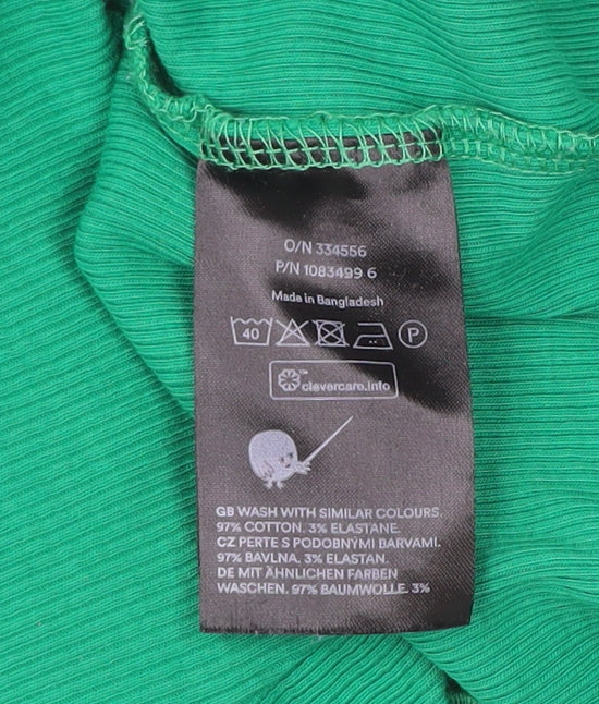 Monki Women’s Green XS Cropped V-Neck Long Sleeve Blouse