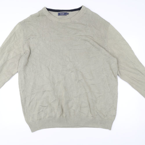 Maine New England Men's Beige 3XL Cotton Crew Neck Jumper