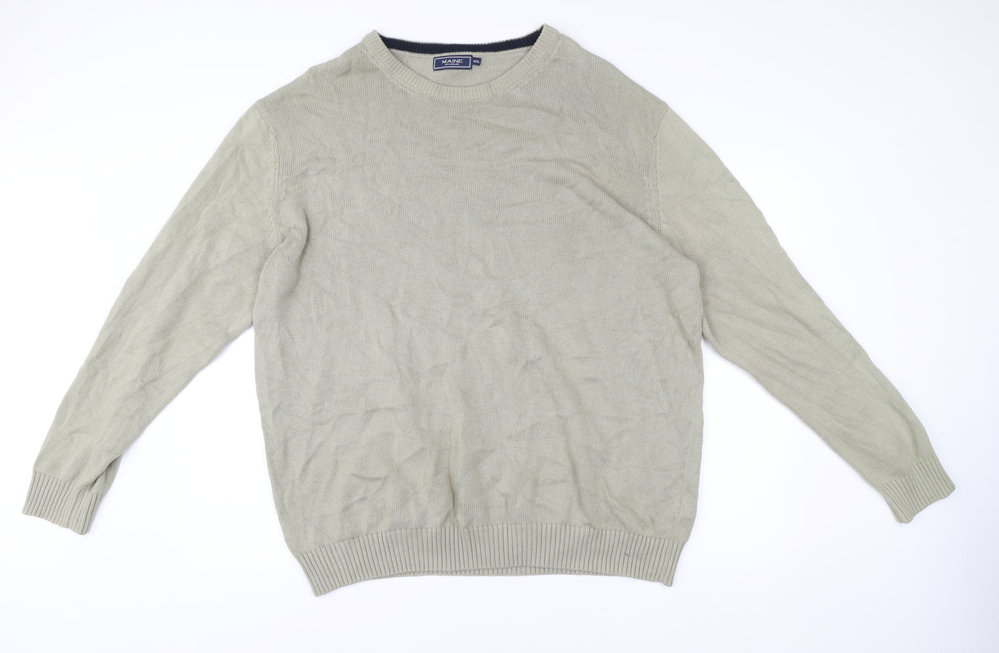 Maine New England Men's Beige 3XL Cotton Crew Neck Jumper