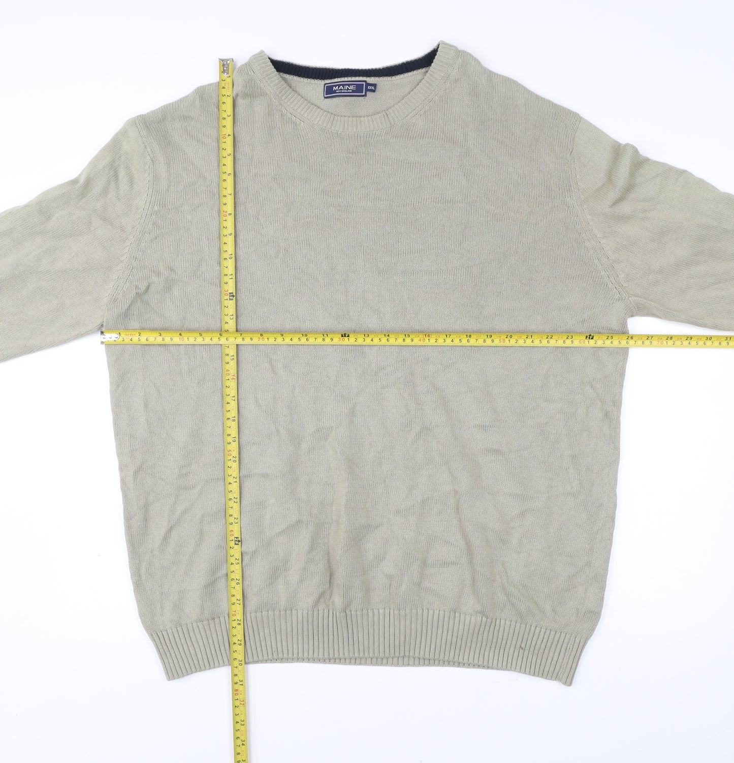 Maine New England Men's Beige 3XL Cotton Crew Neck Jumper